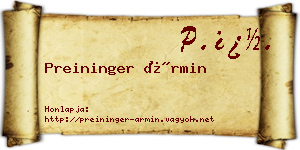 Preininger Ármin névjegykártya